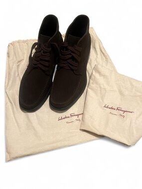 Salvatore Ferragamo Men's Brown Suede Chukka Boots